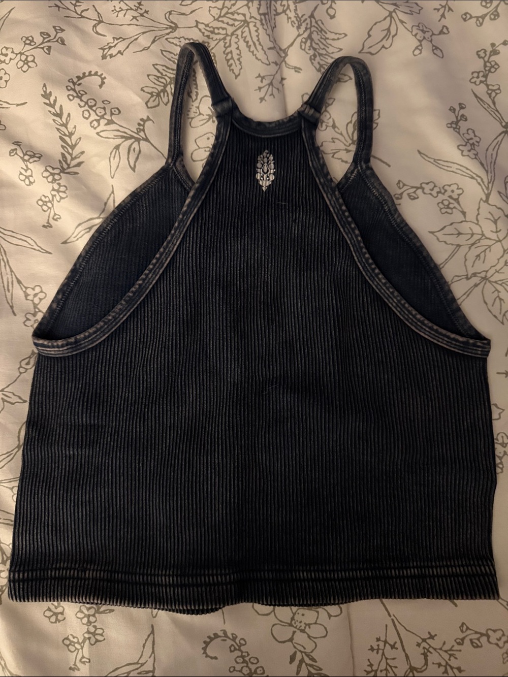 Free People Blue Ribbed High-Neck Racerback Tank - Picture 3 of 3